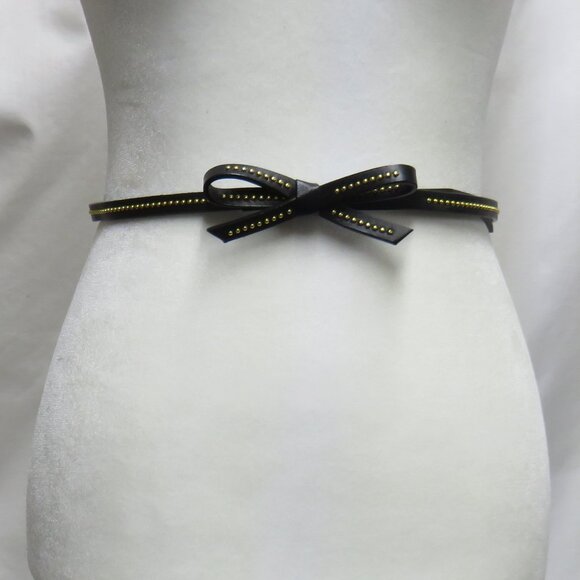 Accessories - Women's Extra-Skinny Waist Belt with Bow and Gold Studs
